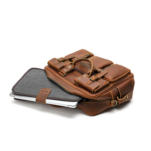 Porte-Documents en <span class=keywords><strong>Cuir</strong></span> Véritable de Vachette Pleine Fleur pour Hommes, Sac à Main Bandoulière Grande Capacité, Multi-Poches Idéal pour Voyage et Affaires - Product Image 5