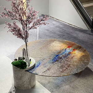 <span class=keywords><strong>Acqua</strong></span> Ripple <span class=keywords><strong>vetro</strong></span> moderno marmo soggiorno mobili cristallo tramonto modello tavolino con struttura in metallo - Product Image 2