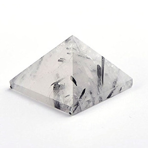 Piramide di Cristallo di Quarzo Tormalina Nera Naturale Incisa per la Guarigione - Product Image 1
