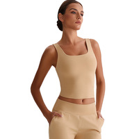 Gilet de Yoga pour femmes décolleté carré U dos Fitness beauté dos débardeur longue fronde coussin de poitrine pour la course à pied sport nu Logo personnalisé