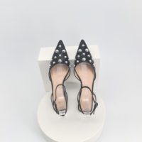 Nouveauté été Chaussures à talons hauts pour femmes Noir Bouche peu profonde Mode Banquet Travail Rivet Talon aiguille Sandales sexy Talon haut