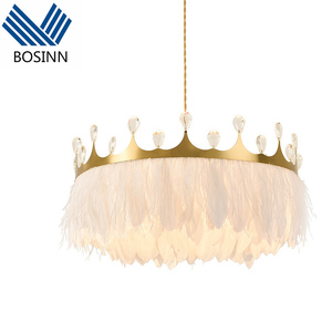 Lampadari a sfera con corona di cristallo con piume di struzzo lampada da <span class=keywords><strong>soffitto</strong></span> con nappe paralume decorativo da Bar - Product Image 3