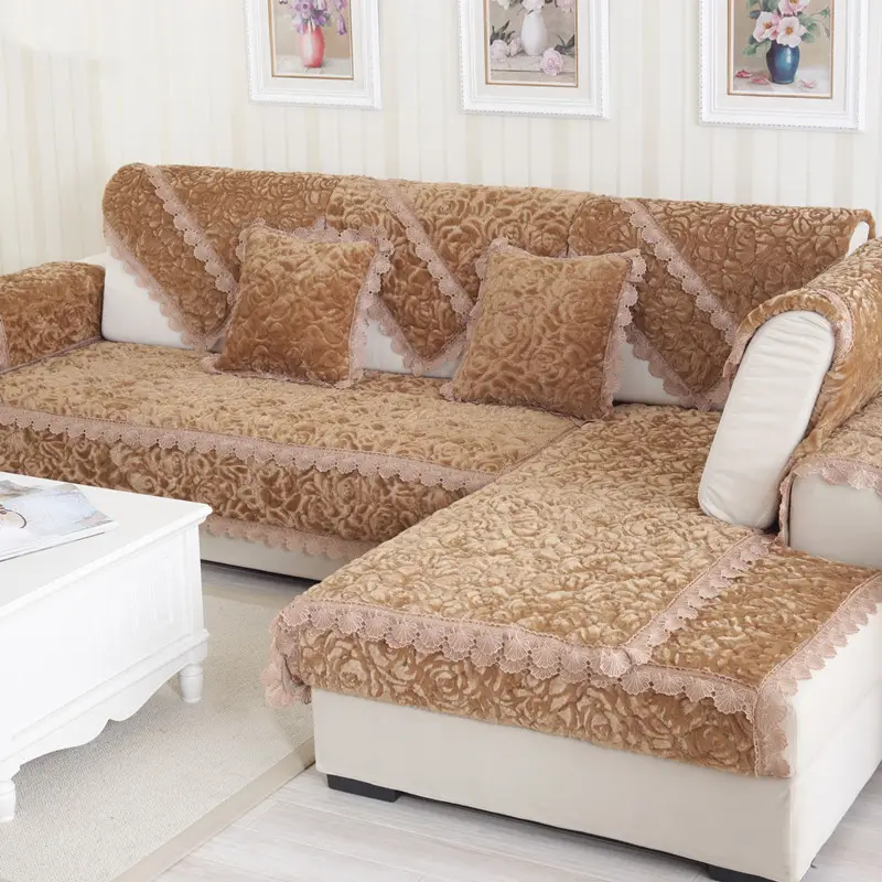 Чехол для дивана в форме розы, толстый и теплый нескользящий чехол для дивана в романтическом европейском стиле