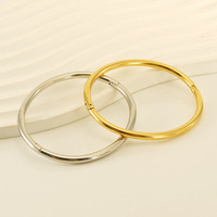 Bracelet jonc simple en acier inoxydable doré, plaqué or 18 carats, 69 mm, léger, bijoux de mode
