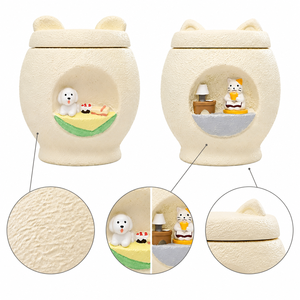 Groothandel Huisdier Gedenkurn van Hars met Miniatuur Scène Hond en Kat Handgeschilderd Opslag As Haar Huisdier Herinneringen Leverancier - Product Image 5