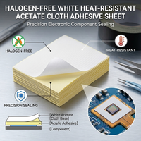 Feuille de tissu acétate adhésif acrylique blanc sans halogène résistant à la chaleur pour l'étanchéité de composants électroniques de précision