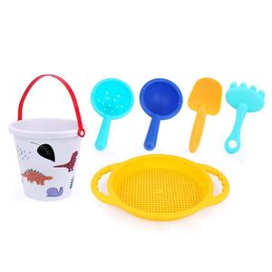 Giocattoli della muffa della sabbia del Silicone del dinosauro messi per i giocattoli della spiaggia dei bambini giocattoli all'aperto della spiaggia del Silicone di estate con il secchio e i setacci 15PCS - Product Image 3