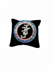 Spilla personalizzata con strass rosa e blu, modello Crystal Interlocking JJ Brooch <span class=keywords><strong>Jack</strong></span> <span class=keywords><strong>and</strong></span> <span class=keywords><strong>Jill</strong></span> of America Greek, 2,25 pollici - Product Image 2