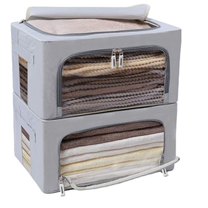 Household Waterproof Fabric Clothes Storage Boxes with Clear Window Supplier Large Capacity Clothes Storage <b>Bins</b> - Product Image 1