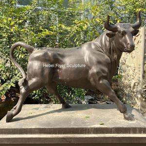 야외 장식 실물 크기 황동 골동품 충전 황소 실행 조각 청동 황소 동상 - Product Image 4