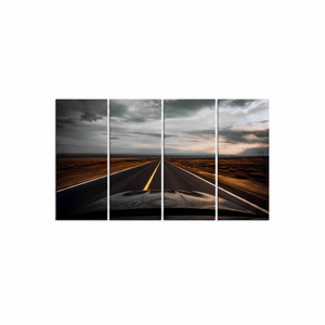 Lienzo Impreso: Paisaje de Carretera Asfaltada - Decoración de Pared con Vista de Carretera Abierta, JUEGO DE 4 LIENZOS - Product Image 2