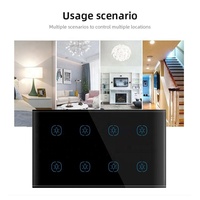 Interrupteur mural sans fil de type 147, télécommande APP, 8 gang, Tuya Smart ZigBee, interrupteur d'éclairage en verre à angle droit avec statistiques de consommation électrique