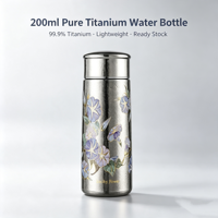 Tasse isotherme sous vide en titane pur 200 ml, mini-gourde de poche portable, bouteille d'eau pour adultes, usage domestique