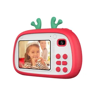 Customiser noël dessin animé 1800W Pixel Santa caméra enfant avant et arrière double caméra HD petit appareil photo numérique pour cadeau de noël