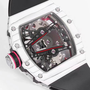 Montre mécanique squelette de style RM de qualité 5A pour homme, boîtier blanc, noir, rose, bracelet durable, mouvement ajouré, montre-bracelet de luxe sport - Product Image 4