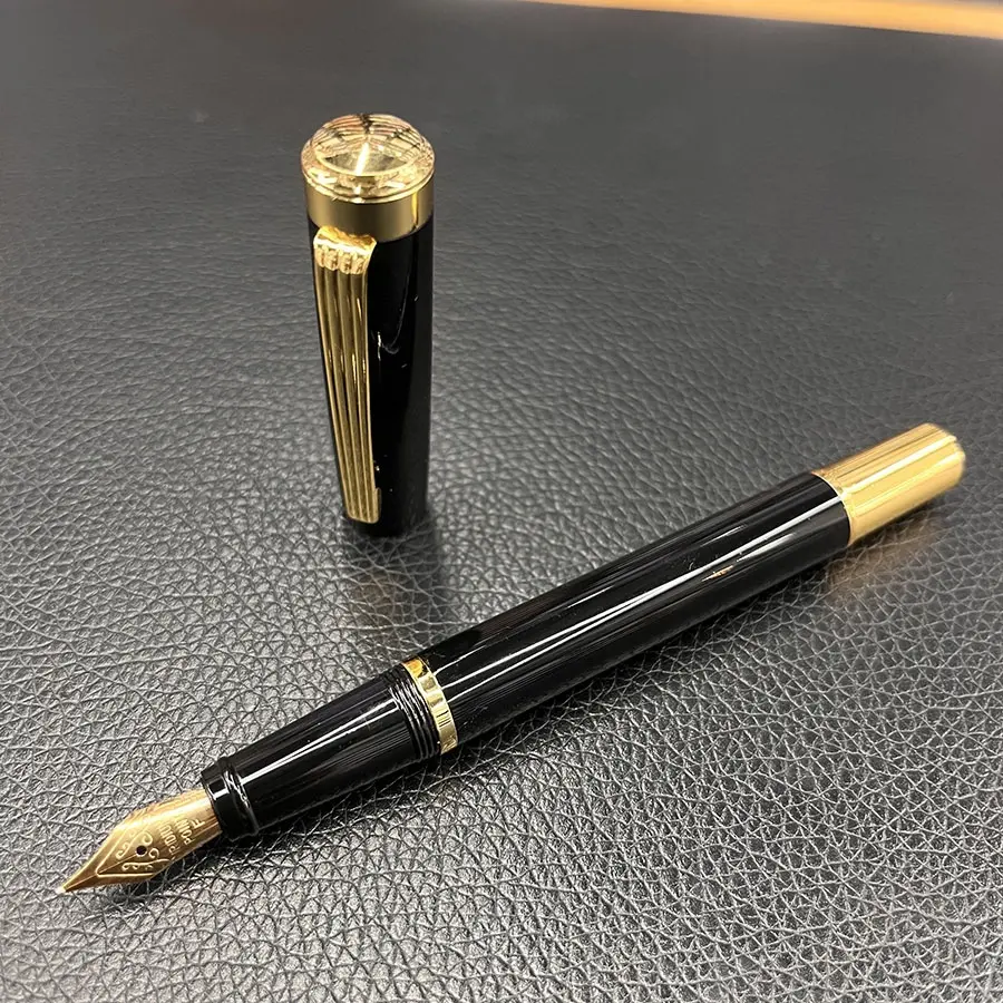 Jiaxiang 002 design premium di lusso regalo di affari colore nero oro cromato calligrafia scrittura metallo penna stilografica
