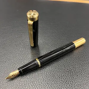 Jiaxiang 002 Luxury Premium Design Business Gift Black Color Gold Chrome Calligraphy Writing Metal Fountain Pen