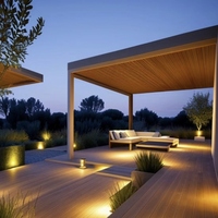 Pergola motorisée en alliage d'aluminium avec revêtement en poudre, imperméable, avec toit automatique pour usage extérieur, design naturel écologique