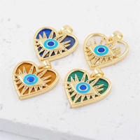 Unique Amour Coeur Charmes Pendentif Bijoux Accessoires Cuivre Intégrer Zircon Pierre Coeur Forme Yeux Collier Pendentif pour DIY Bijoux