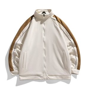 Kustom jaket Varsity polos ukuran besar Bomber berritsleting atas kulit lunak leher Tempat Tidur lengan reguler untuk pria - Product Image 6