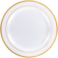 Assiettes de Fête Jetables en Plastique de 7,5 et 10,25 Pouces avec Bord Doré Premium pour Mariages