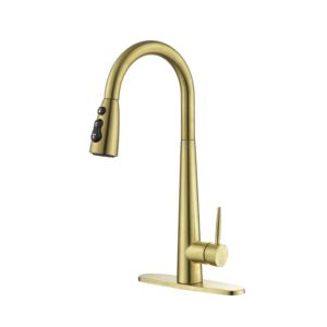 Db Gold Pull <b>Down</b> Sprayer Kitchen Faucet Fingerprint Resistant Single Hole Design Kitchen Sink Faucet - Product Image 1