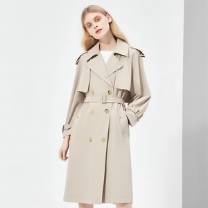Cappotto lungo all'ingrosso di Trench di cotone personalizzato Trench signore grigio cappotti marroni donne <span class=keywords><strong>Shearling</strong></span> viola <span class=keywords><strong>donna</strong></span> - Product Image 1