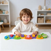 Máquina de Clasificación de Geometría de Madera Caterpillar, Juguete Educativo Preescolar para Niños, Geometría Cognitiva y Colores