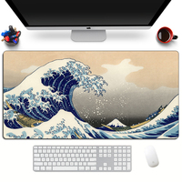 Grand tapis de souris pour ordinateur de jeu, art de la Grande vague de Kanagawa du Japon, tapis de clavier en caoutchouc XL pour gamer, tapis de bureau pour ordinateur portable