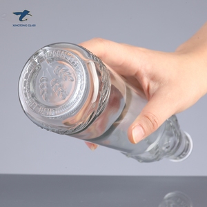 Nuevo estilo de Francia de forma exquisita en relieve 16Oz botella de vidrio para botella de tapa de plástico - Product Image 2