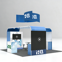 Stand d'exposition stable au design moderne 3x6, personnalisable et réutilisable, pour salons professionnels et foires commerciales