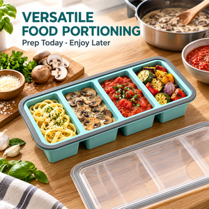 Plateau de congélation en silicone en gros avec couvercle, moule de stockage alimentaire à 2, 3 ou 4 compartiments pour soupes, sauces et préparation de repas OEM ODM - Product Image 5
