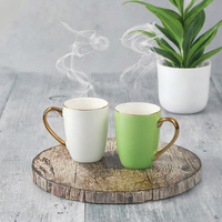 Tasse à café en céramique de luxe, tasse en porcelaine avec poignée dorée, impression personnalisée, tasse à thé ou à lait, cadeau pour la maison ou les fêtes
