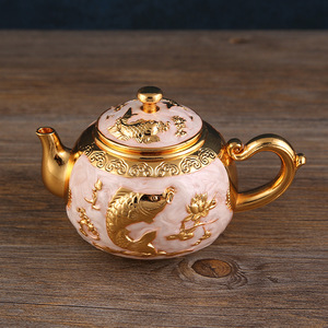 Nouvel ensemble de thé Kung <span class=keywords><strong>Fu</strong></span> miniature, théière dorée, cadeau, fabrication exquise, étanche, bibelot pour le thé, artisanat en métal - Product Image 2