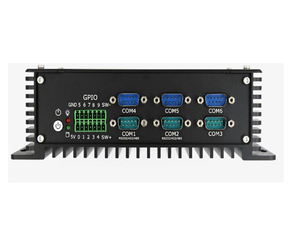 Mini PC industriel sans ventilateur <span class=keywords><strong>I3</strong></span> 6167U/6157U, 6 ports COM, RS485, double LAN GbE, 10 GPIO, 12V, PC embarqué, IoT, MES, Acquisition de données - Product Image 1