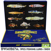 Kit complet de leurres de pêche, leurres artificiels multi-articulés réalistes pour la pêche au brochet et à la truite, avec coffret cadeau haut de gamme