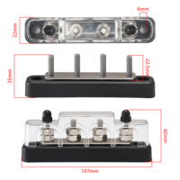 Barre omnibus 4 voies M6, bloc de distribution d'alimentation en cuivre nickelé avec couvercle transparent pour câblage de voiture, bateau, camping-car