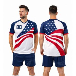 Conjunto de Camiseta y Pantalones Cortos Personalizados para Fanáticos de la Copa Mundial 2026, Estilo Americano, para Entrenamiento de Fútbol Masculino - Product Image 1