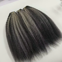Extensions de cheveux humains raides et bouclés couleur piano gris argenté et noir, tissage en trame pour femmes, 100g