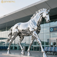 Sculpture de cheval en acier inoxydable artistique à grande échelle pour l'extérieur, sculpture abstraite de cheval en métal, statue de jardin