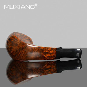 Muxiang Briar Wood Tobacco Pipe Bent Shape Solid Wood Vintage Style 3mm Filter Smoking Set - Product Image 4
