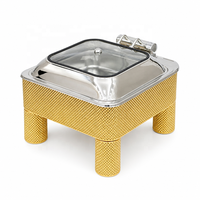 6,0L Quadratischer Hydraulischer Chafing Dish aus Edelstahl mit Gerilltem Rolltop für Buffet-Speisenwärmer in Hotel, Restaurant und Bankett
