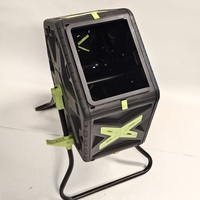 Poubelle à roulettes pour extérieur 65L avec support en acier, 360° °   Composteur rotatif d'extérieur pour les déchets de jardin et de cuisine