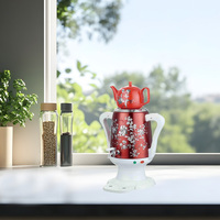 Samovar électrique rouge 4L en acier inoxydable avec robinet, chauffe-eau, bouilloire