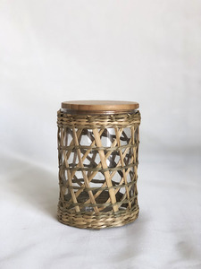 Wholesale High Borosilicate air Tight Glass Food Storage Jar and <strong>Bottle</strong> with <strong>Wicker</strong> and Bamboo Lid - Product Image 2
