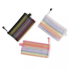 wholesale price colorful pink bule cute zipper pen bag nylon pencil pouch for sale
