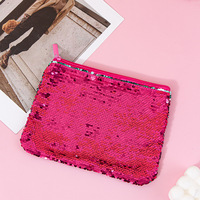 Pochette cosmétique réversible à paillettes changeantes, trousse de maquillage à paillettes, pochette de rangement de voyage à fermeture éclair pour cadeau de fête
