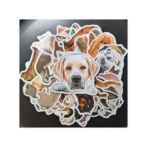 Etiquetas de vinil cortadas à prova d'água com desenhos de cachorro Kawaii, adesivos personalizados para decoração de bagagem infantil, etiquetas de embalagem