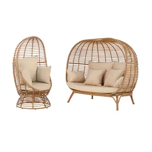 Balcony sex furniture birdnest shape outdoor rattan garden bed and patio lounge chair Rattan / Wicker Furniture Sets