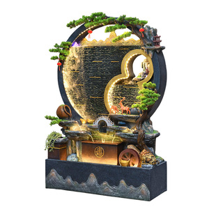 Fuente de Pared con Cortina de Agua Circular Quanfangyuan, 120x43x178cm, Decoración Interior de Estilo Feng Shui - Product Image 5